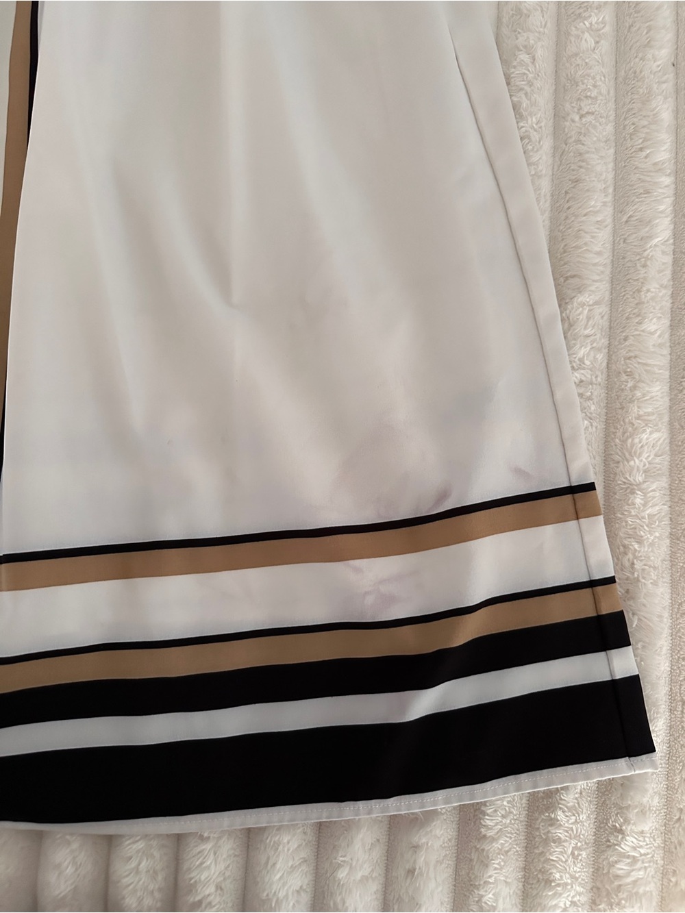 Karl Lagerfeld Paris White Midi Shirt Dress with Black and Tan Stripes - Picture 5 of 14